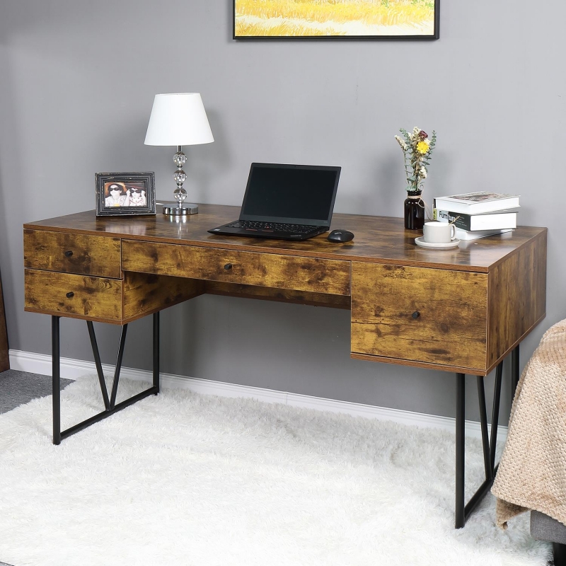 Winado Computer Desk, 63" Writing Study Table with 4 Drawers, Wood